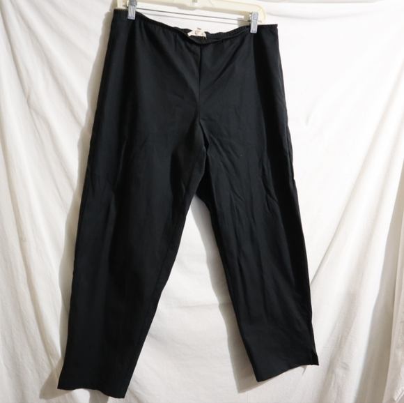 Eileen Fisher Organic Cotton Spandex  Slim Ankle Pant Slits Black - Picture 4 of 12